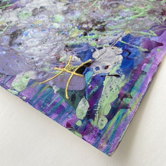 Original Art “Summer Pop 1987” Artwork Mixed Media Painting Frame Ready 12”x12” - Picture 2 of 6